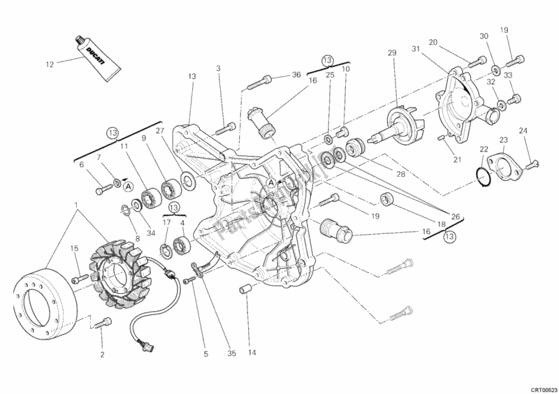 Todas as partes de Tampa Do Gerador - Bomba De água do Ducati Streetfighter S USA 1100 2011